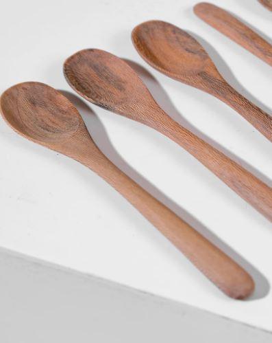 Techmanistan Set of 6 wooden Spoons for Eating Stirring Mixing spice spoon