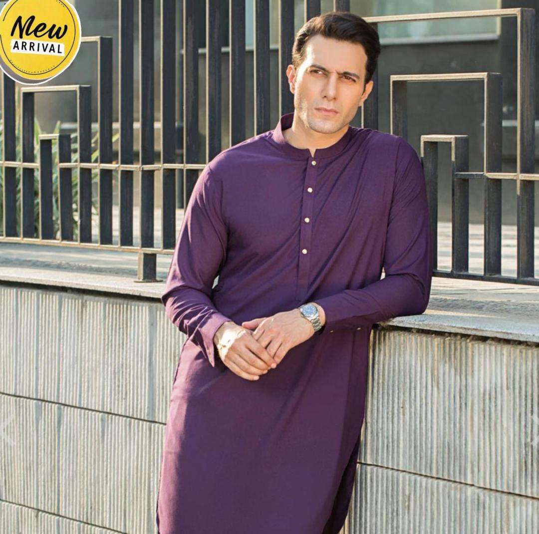 1 Pc Men's Stitched Wash and wear plain Shalwar kameez suit