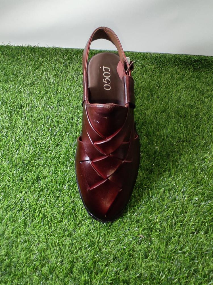 Men's Leather Plain Peshawari Chappal