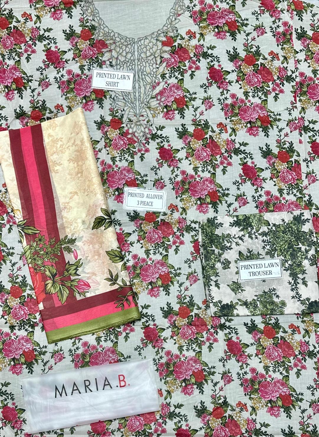 3 Pcs Women's Unstitched Printed Suit