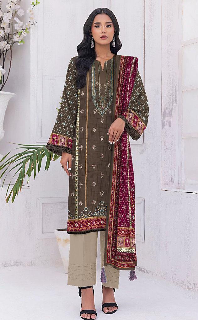 3 Pcs Women's Unstitched Printed Suit
