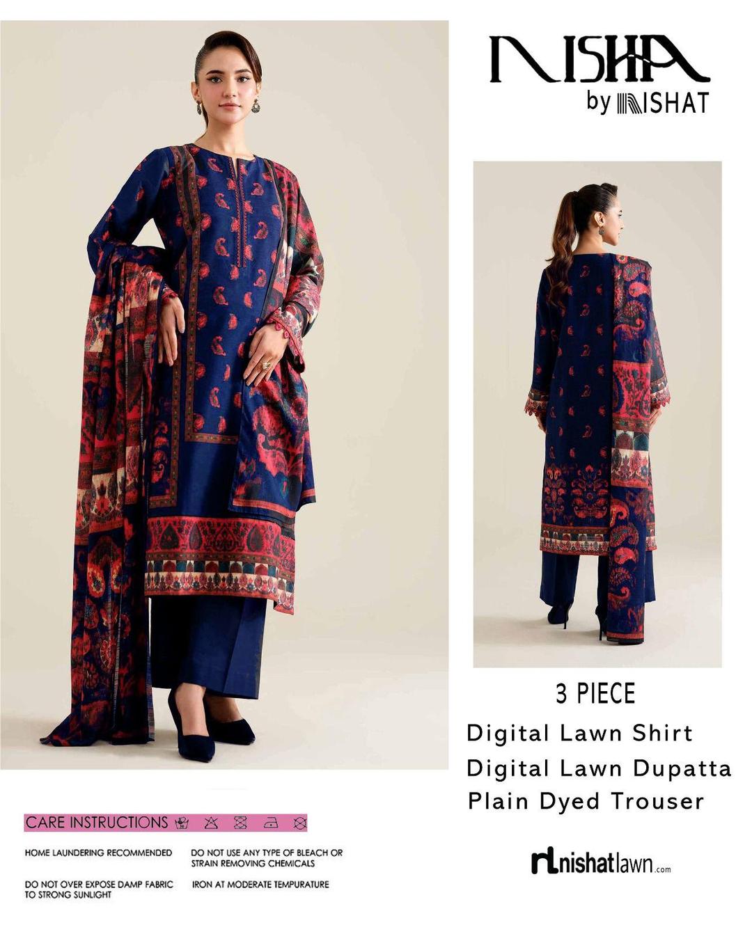 3 Pcs Women's Unstitched Digital Printed Suit