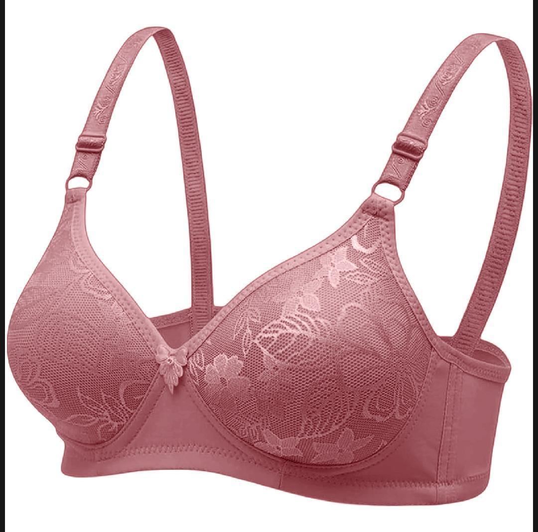 Padded Embroidered Cotton Full Cup Bra 1 pc in pink Color