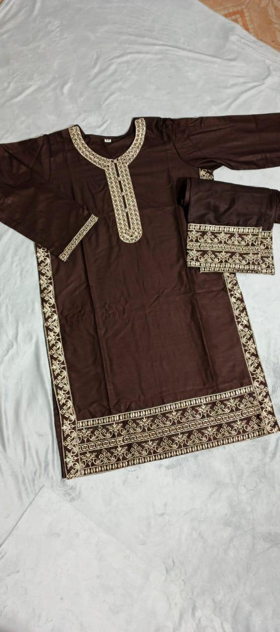 2 Pcs Stylish dhanak Embroidered Women's Stitched Shirt and Trouser Set