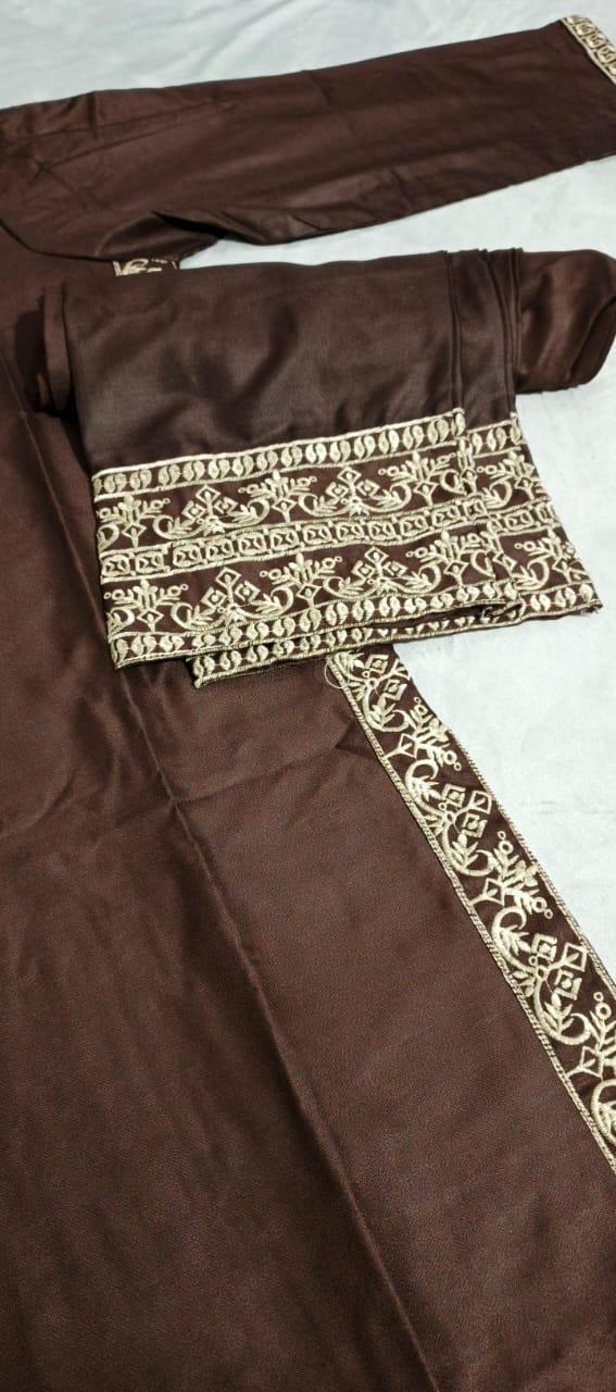 2 Pcs Stylish dhanak Embroidered Women's Stitched Shirt and Trouser Set