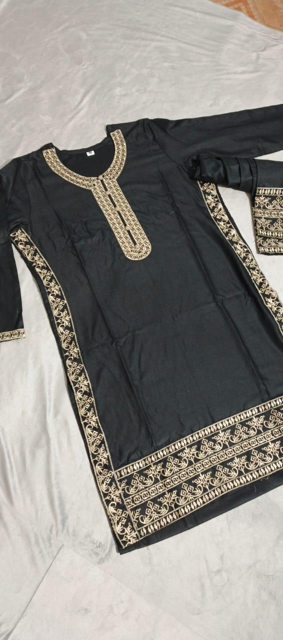2 Pcs Dhanak Embroidered Women's Stitched Shirt and Trouser Set