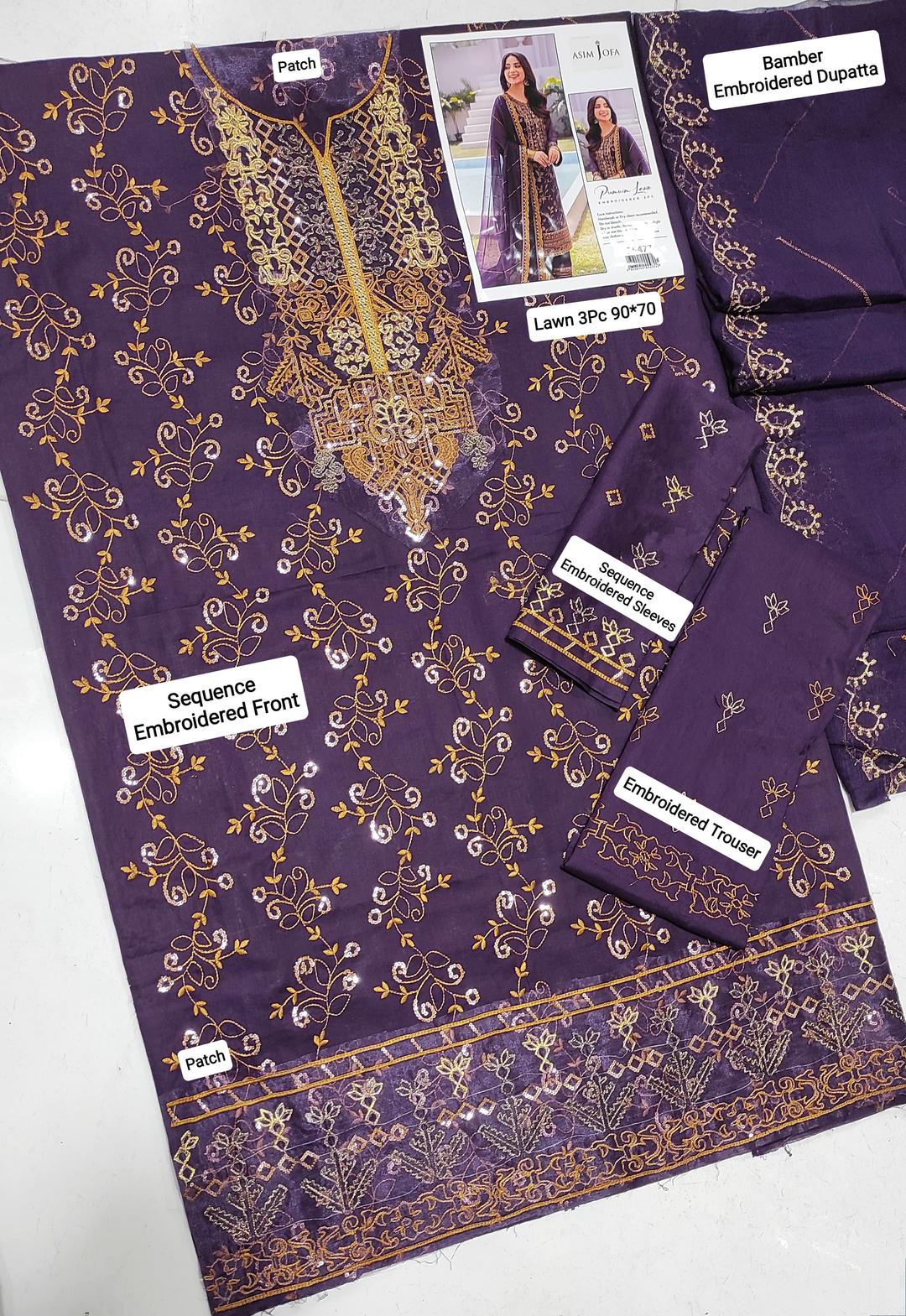 3 Pcs Women's Unstitched Embroidered Suit