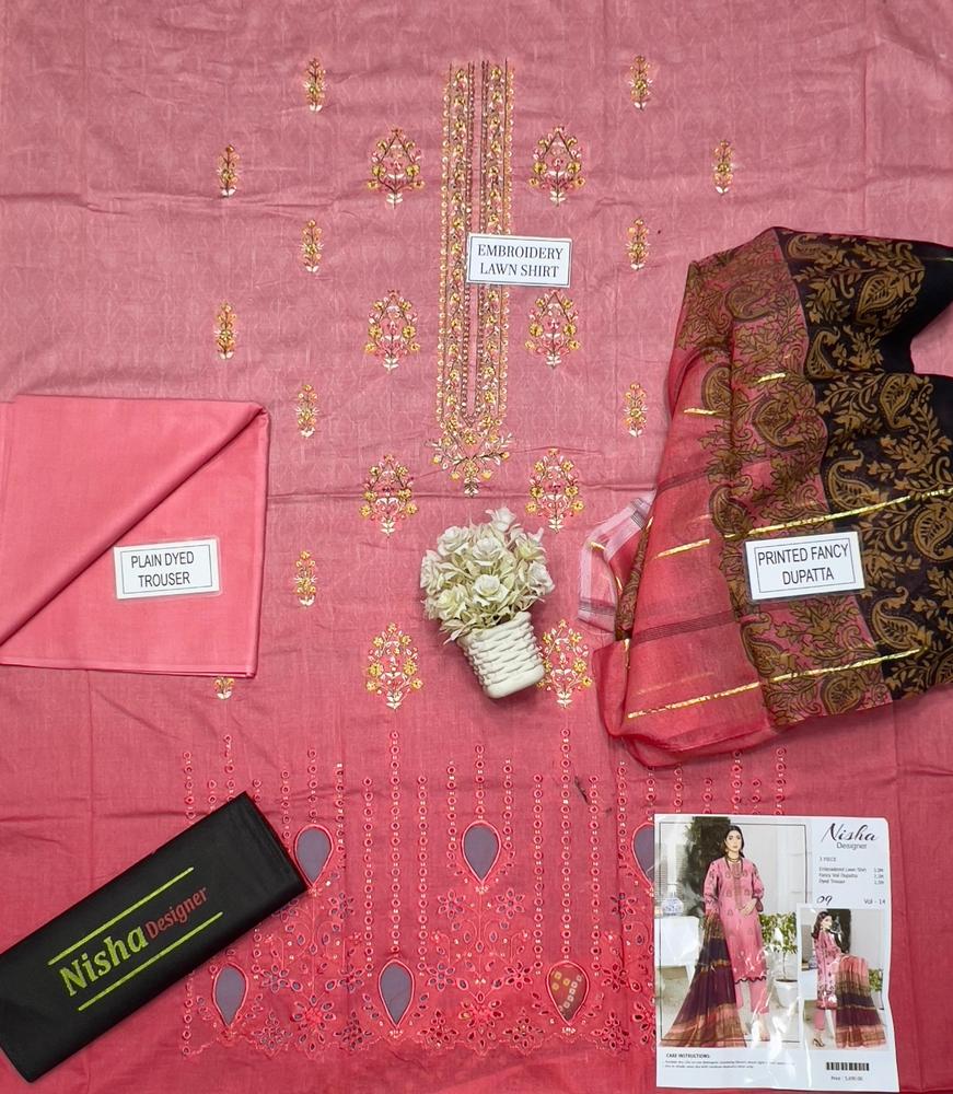 3 Pcs Women's Unstitched Lawn Printed Suit