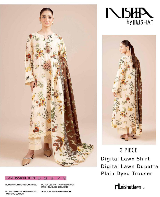 3 Pcs Women's Unstitched Digital Printed Suit