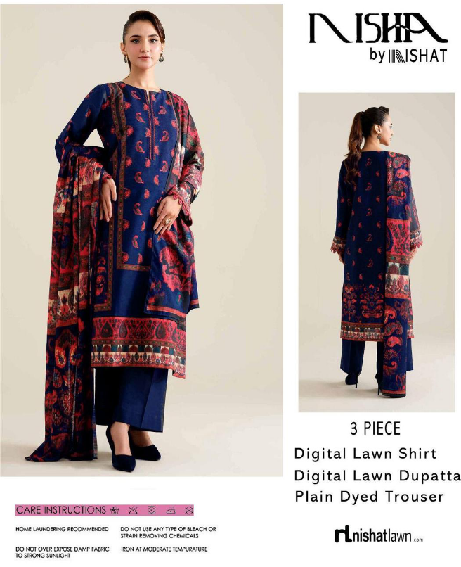 3 Pcs Women's Unstitched Digital Printed Suit