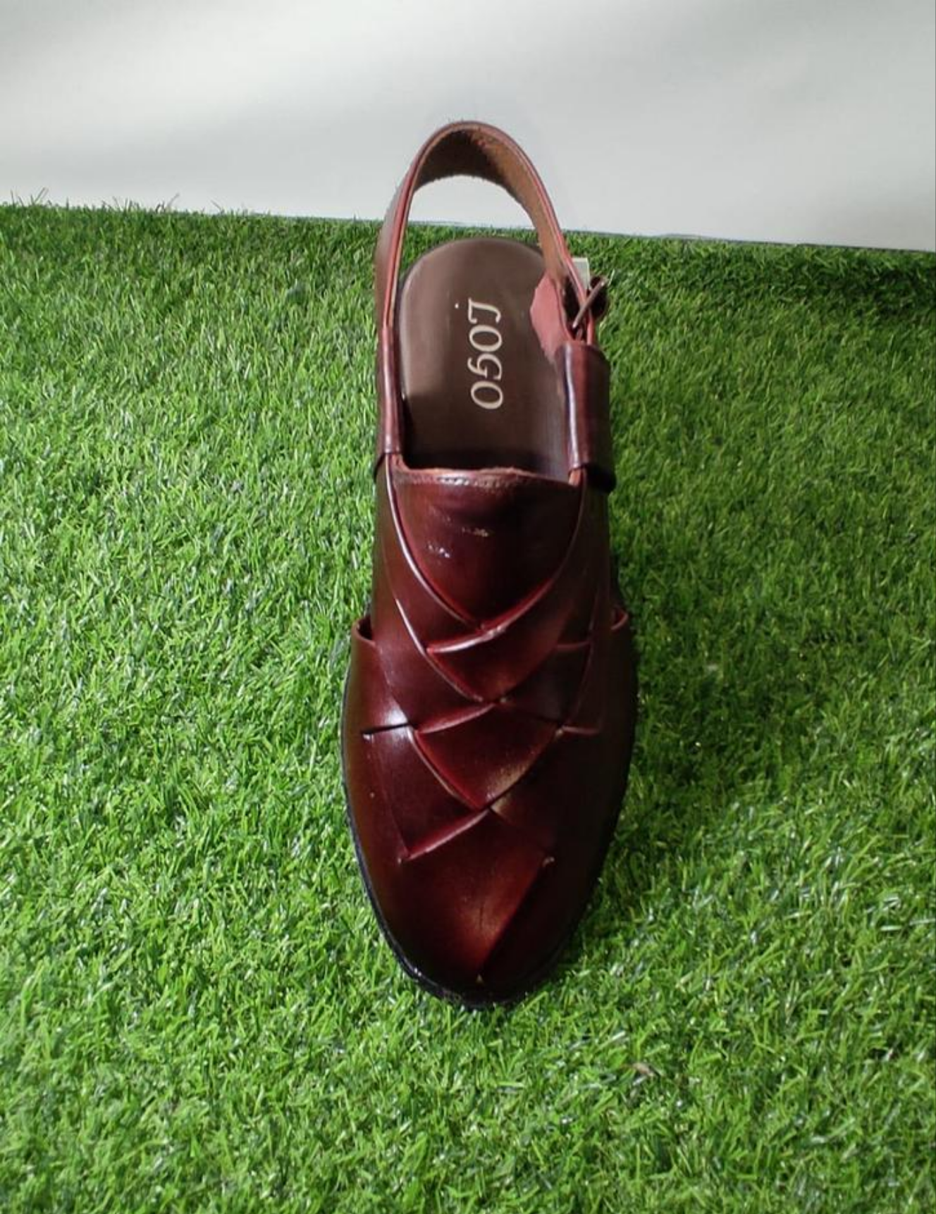 Men's Leather Plain Peshawari Chappal