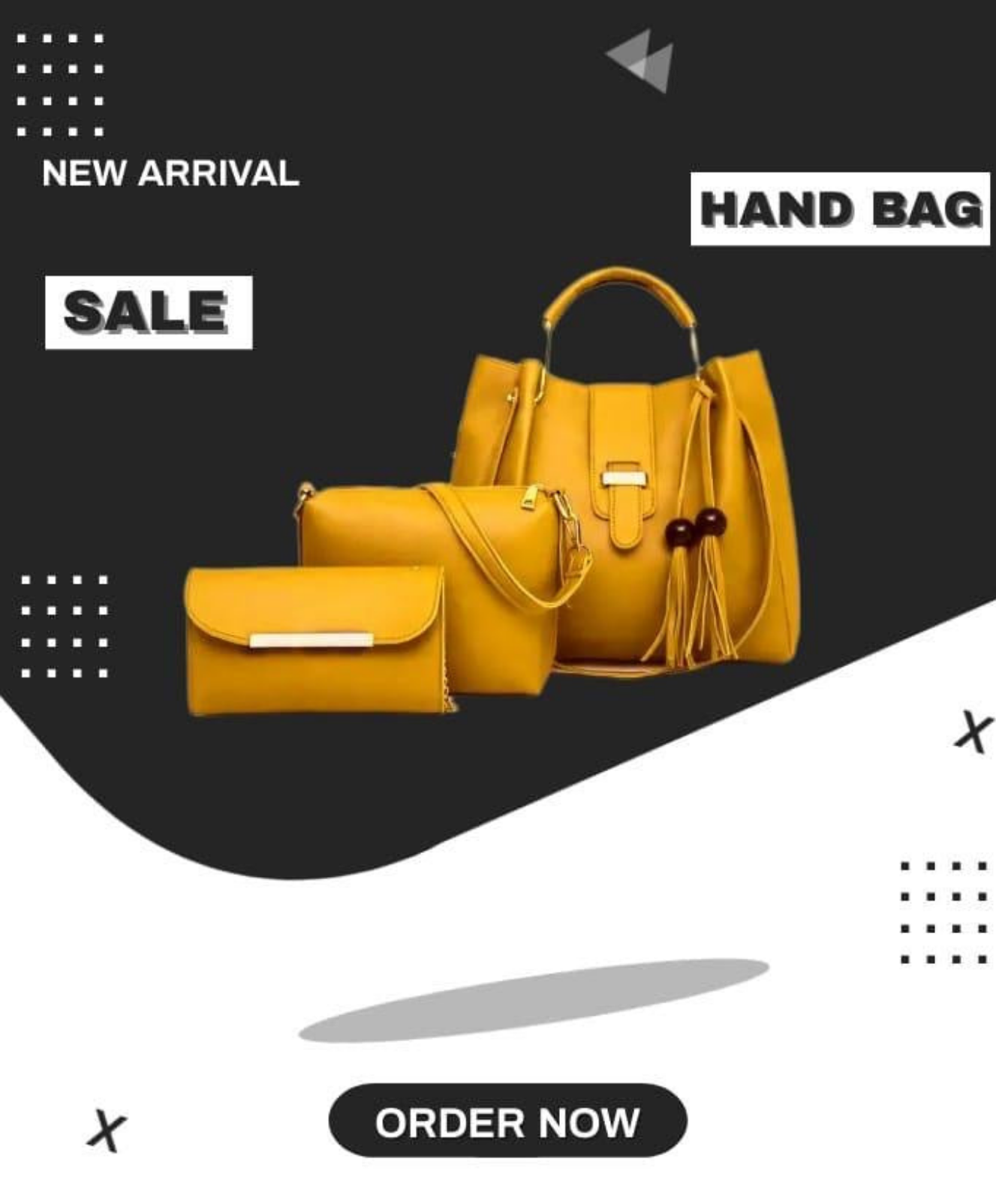 3 Pcs Leather Hand Bag Set