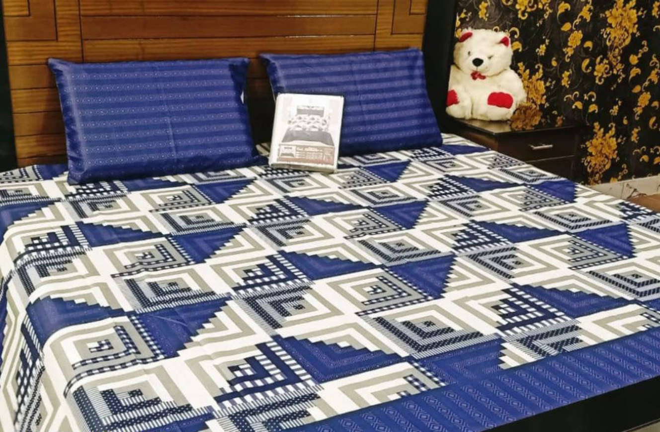 3 Pcs Cotton Salonica Printed Double
Bedsheet