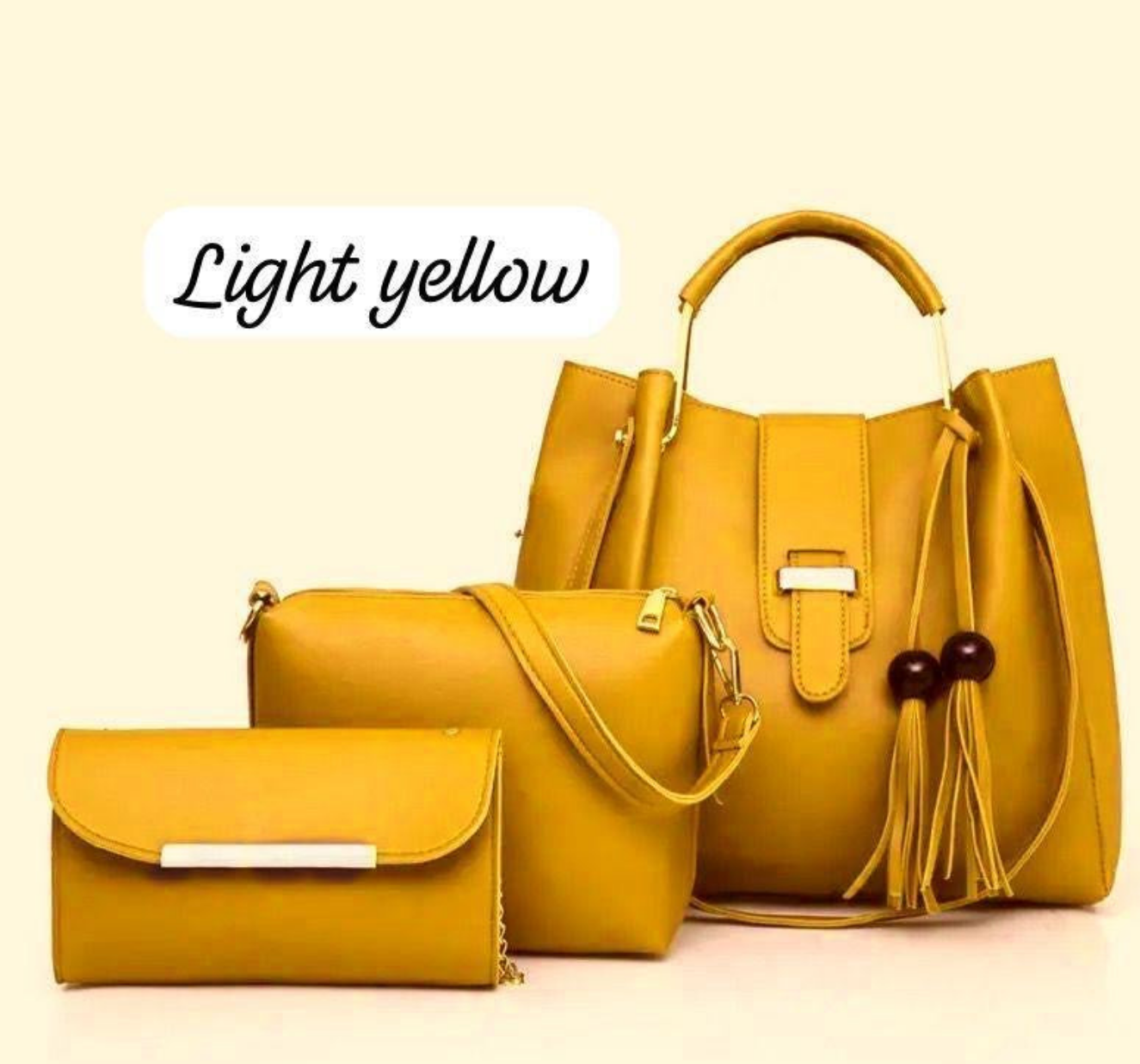 3 Pcs Leather Hand Bag Set