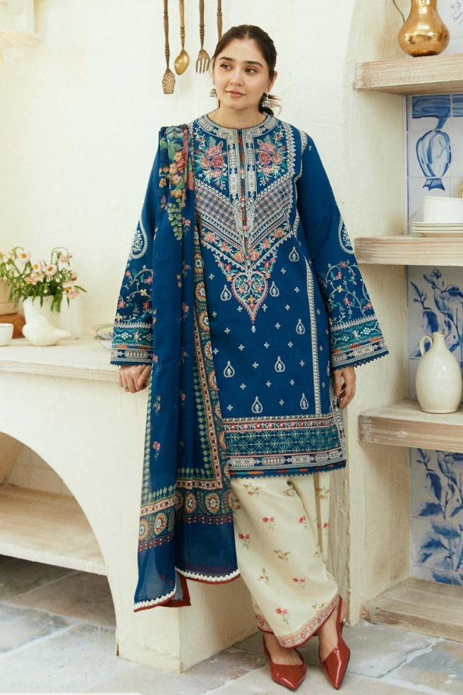 3 pc women's Unstitched Embroidered Suit