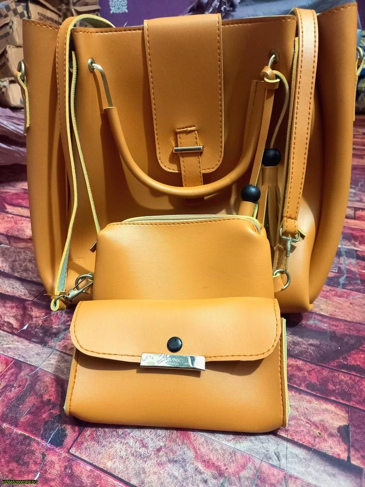 3 Pcs Leather Hand Bag Set