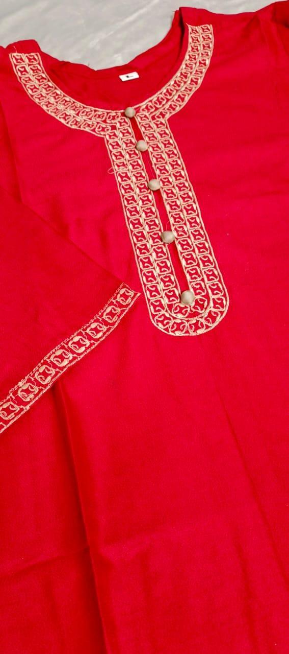 Embroidered Women's Stitched Shirt And Trouser Set - 2 Pcs in Red