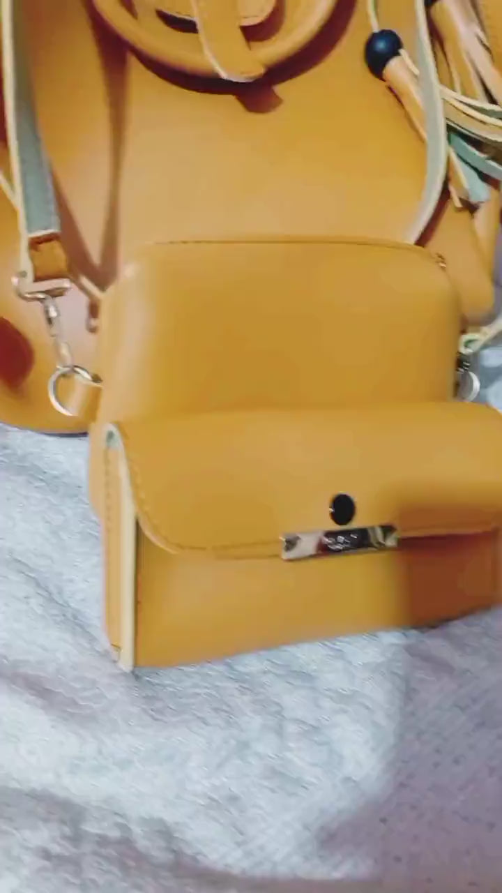 3 Pcs Leather Hand Bag Set