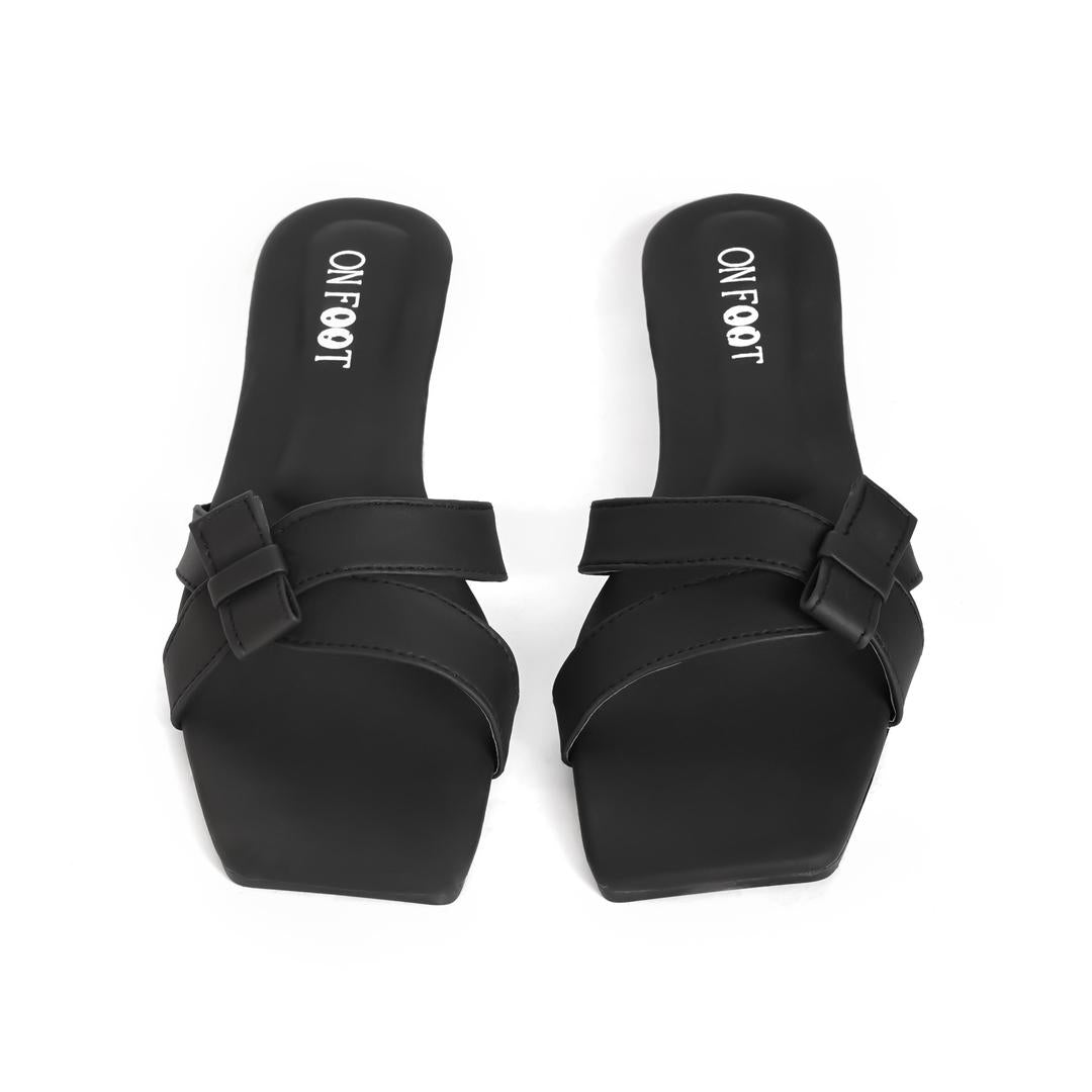 Women's Rexine Fancy Flats – Stylish, Comfortable, and Trendy Footwear (Black / Beige)