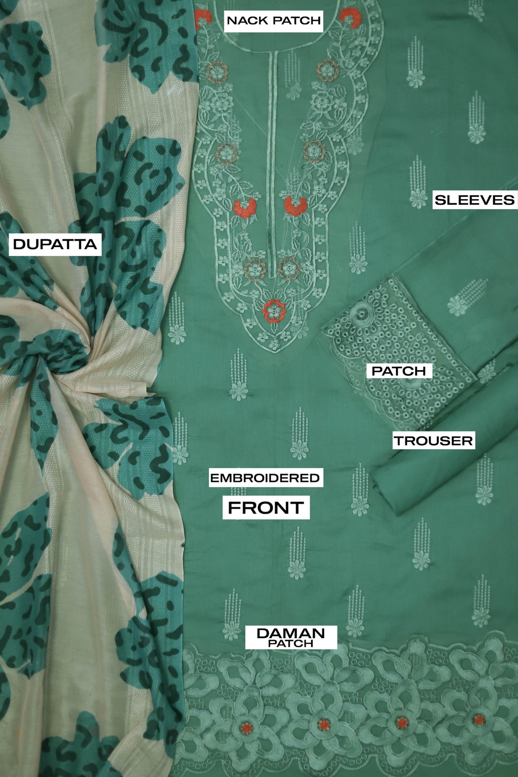 3 PC WOMEN'S LUXURY EID FANCY CHIKENKARI SUIT