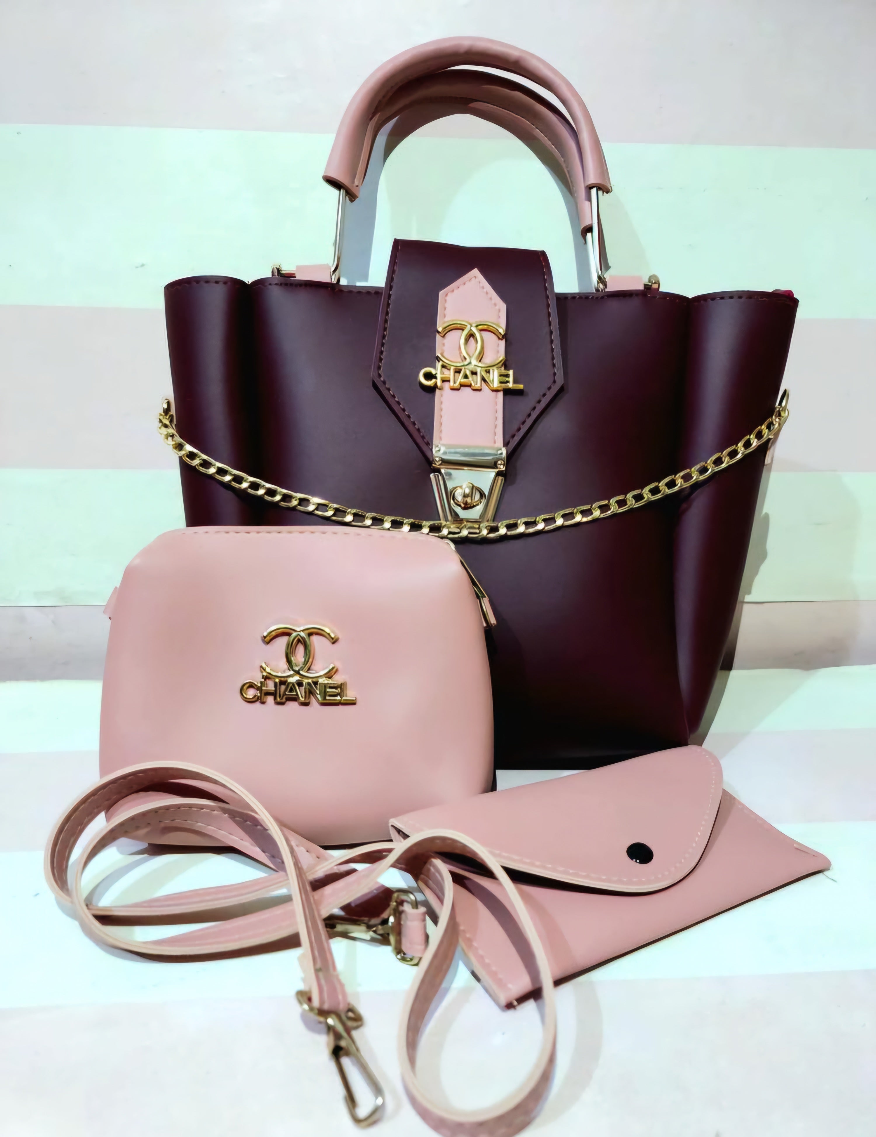 3 Pcs Women's PU Leather Hand Bag set