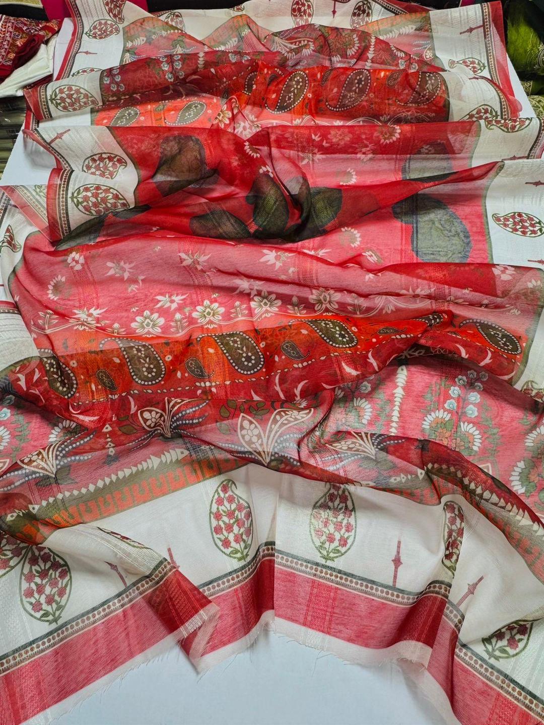 3 pc women's Unstitched Embroidered Suit