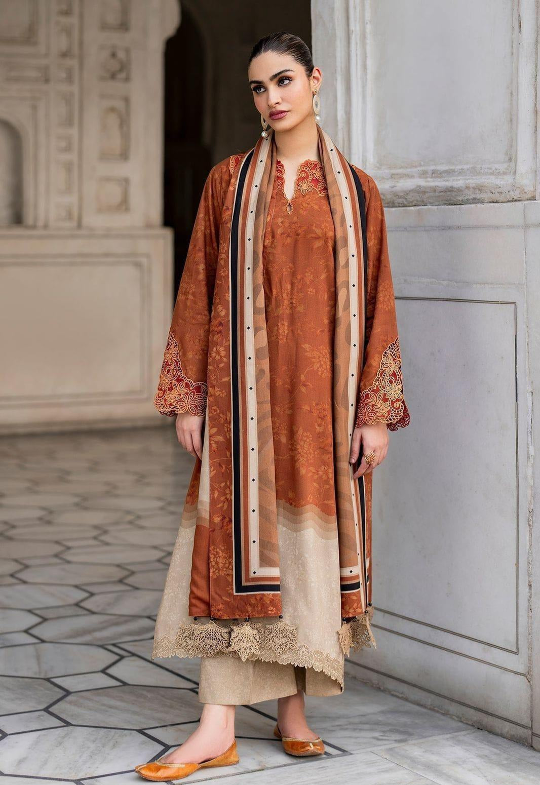 Women's 3 Pcs Ensemble Stylish Organaza Karandi Suit Set with Digital Print