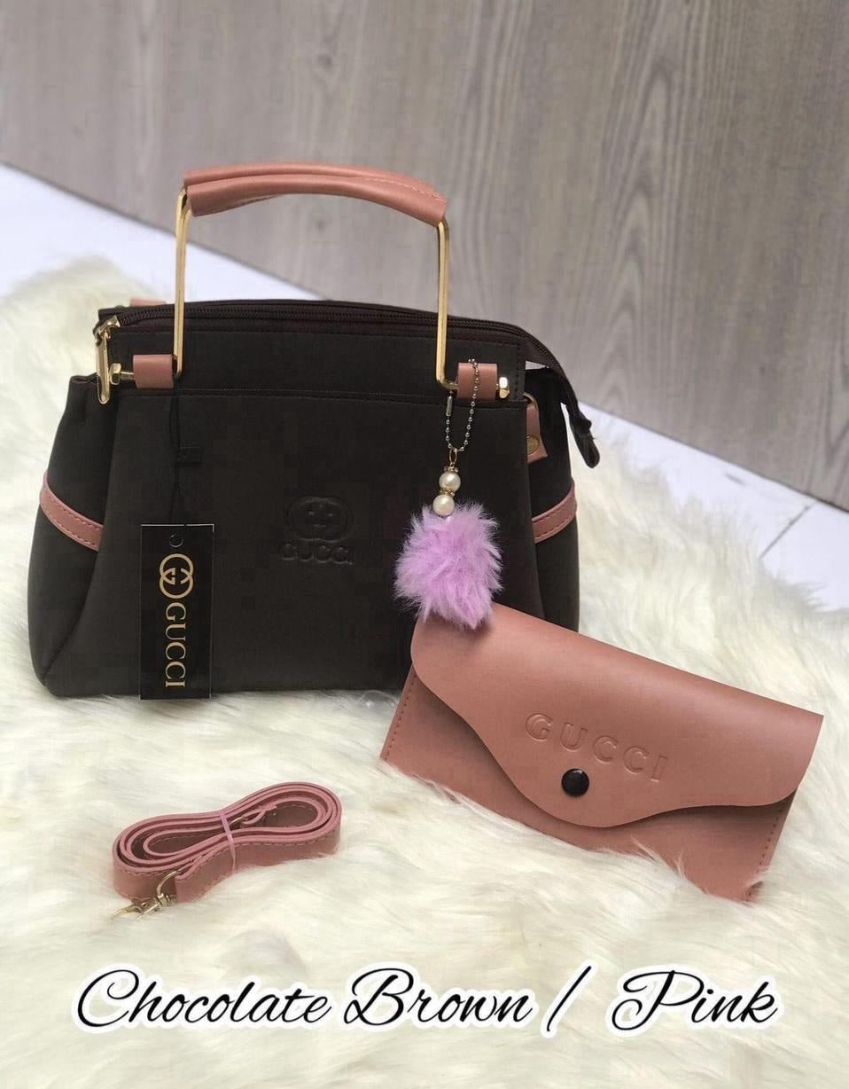 Girl's Rexine Plain Hand Bag Set