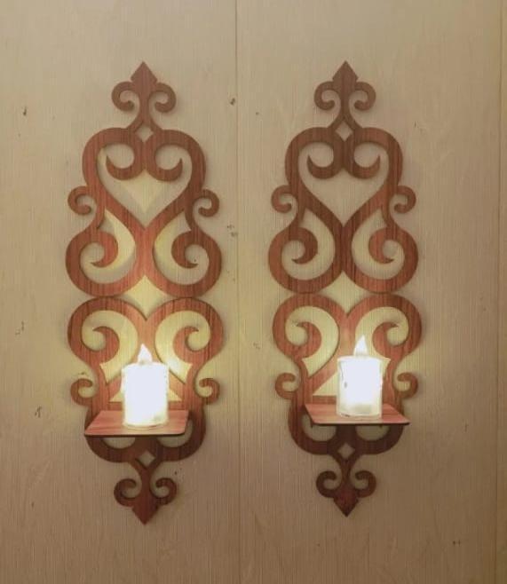 2 Pcs Unique Design Wooden Shelf Wall Art – Modern Decorative Floating Shelves