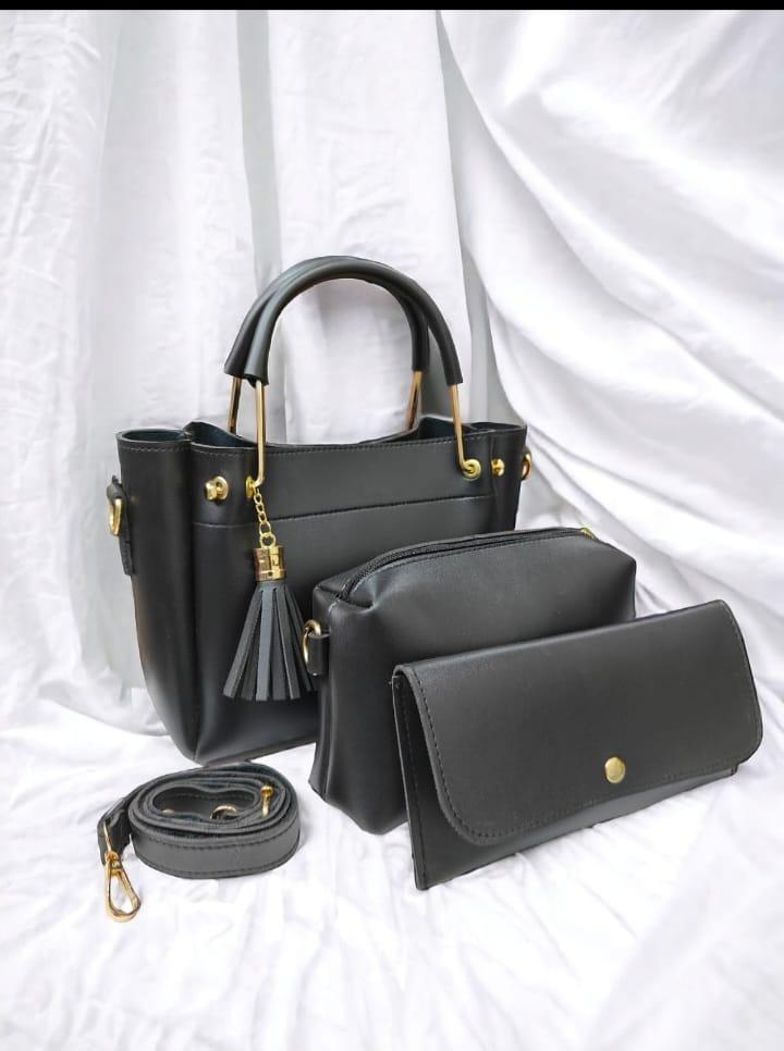 3 Pcs Women's PU Leather Hand Bag Set