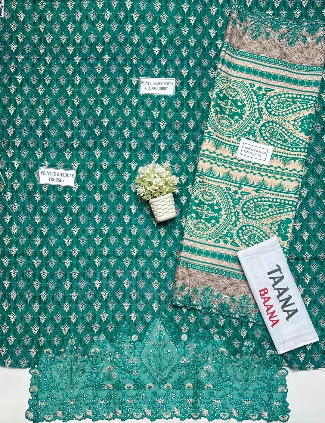 Stunning 3 Pcs Embroidered Khaddar Suit in Blue with Cut Work
Design