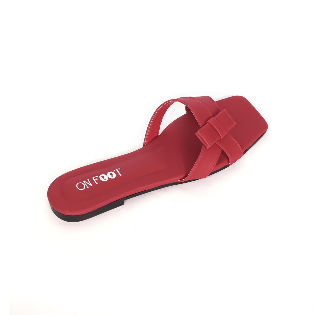 Women's Rexine Fancy Flats – Stylish, Comfortable, and Trendy Footwear (Red / Grey)