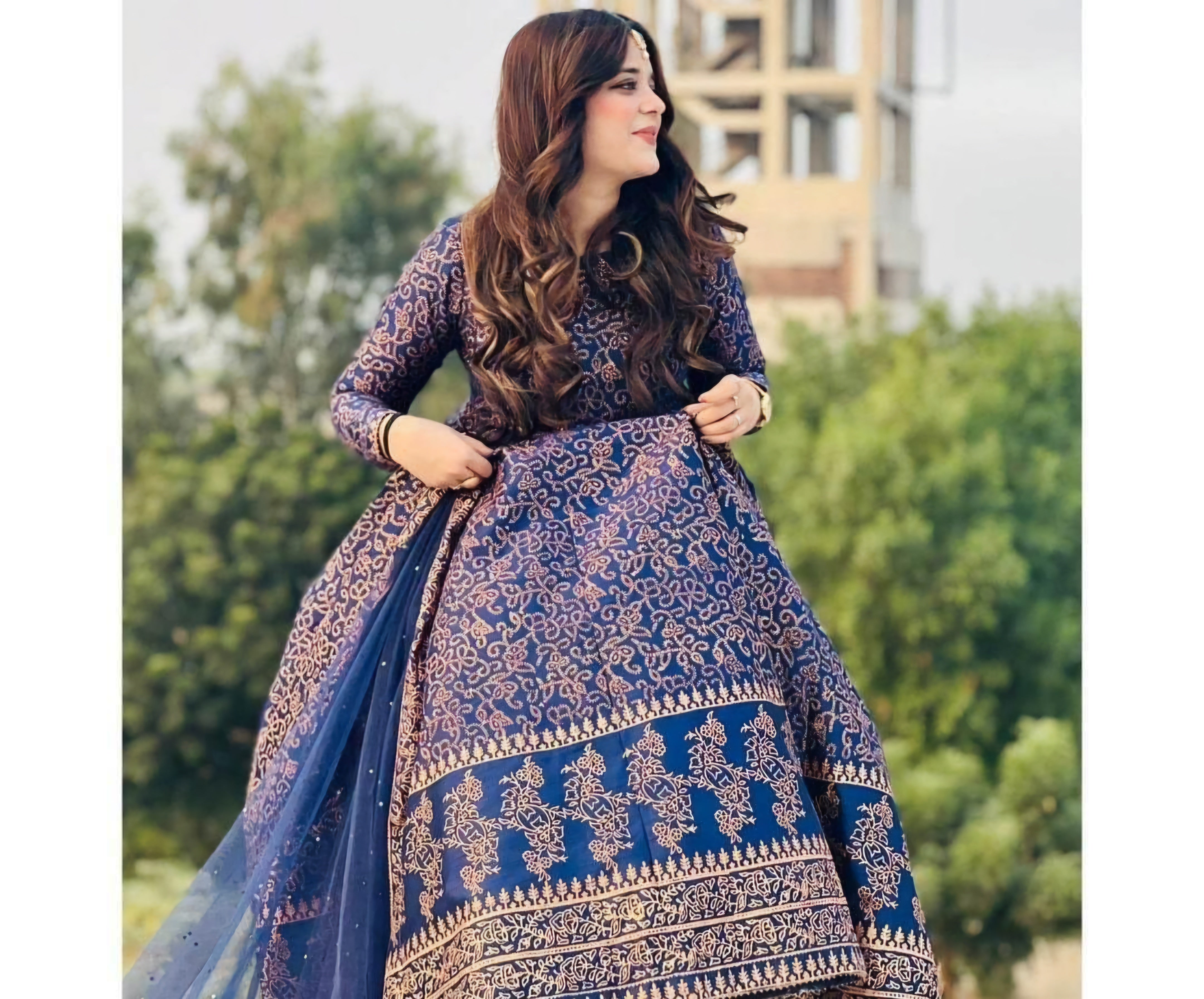 3 Pcs Women's Stitched Katan Silk Block Printed Maxi Suit