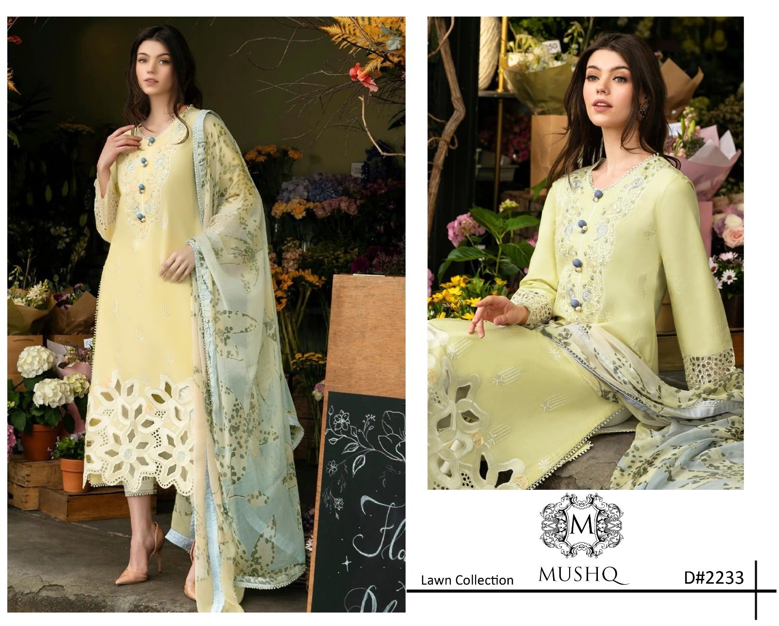 3 PC WOMEN'S LUXURY EID FANCY CHIKENKARI SUIT