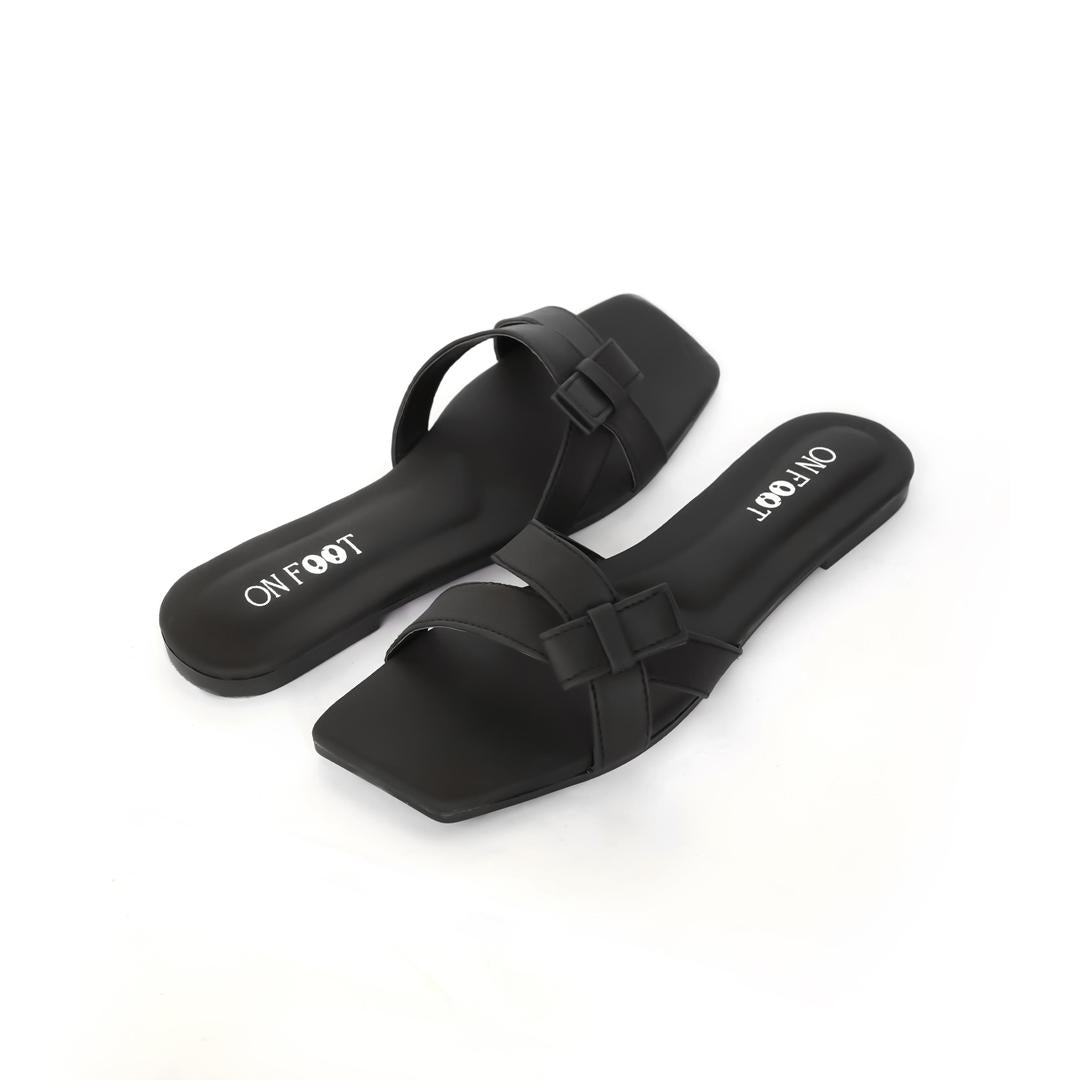 Women's Rexine Fancy Flats – Stylish, Comfortable, and Trendy Footwear (Black / Beige)