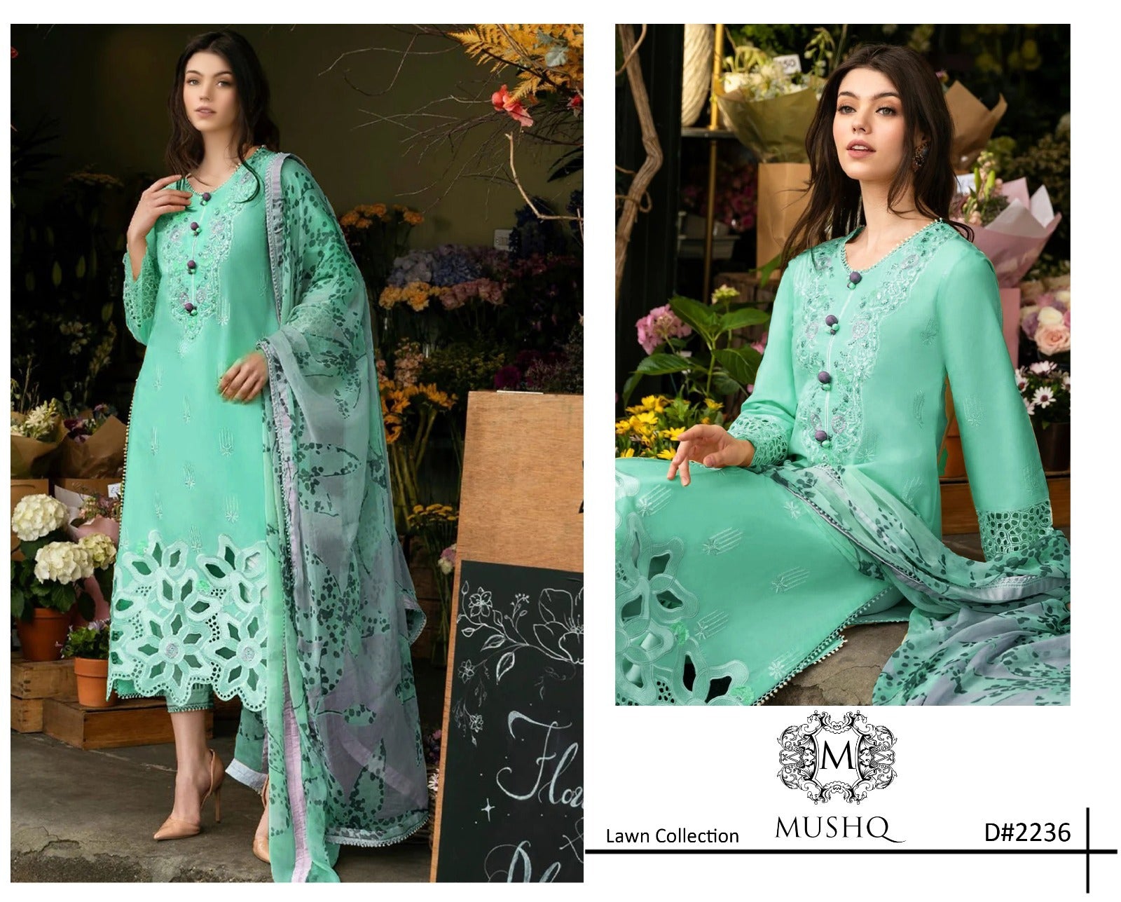 3 PC WOMEN'S LUXURY EID FANCY CHIKENKARI SUIT