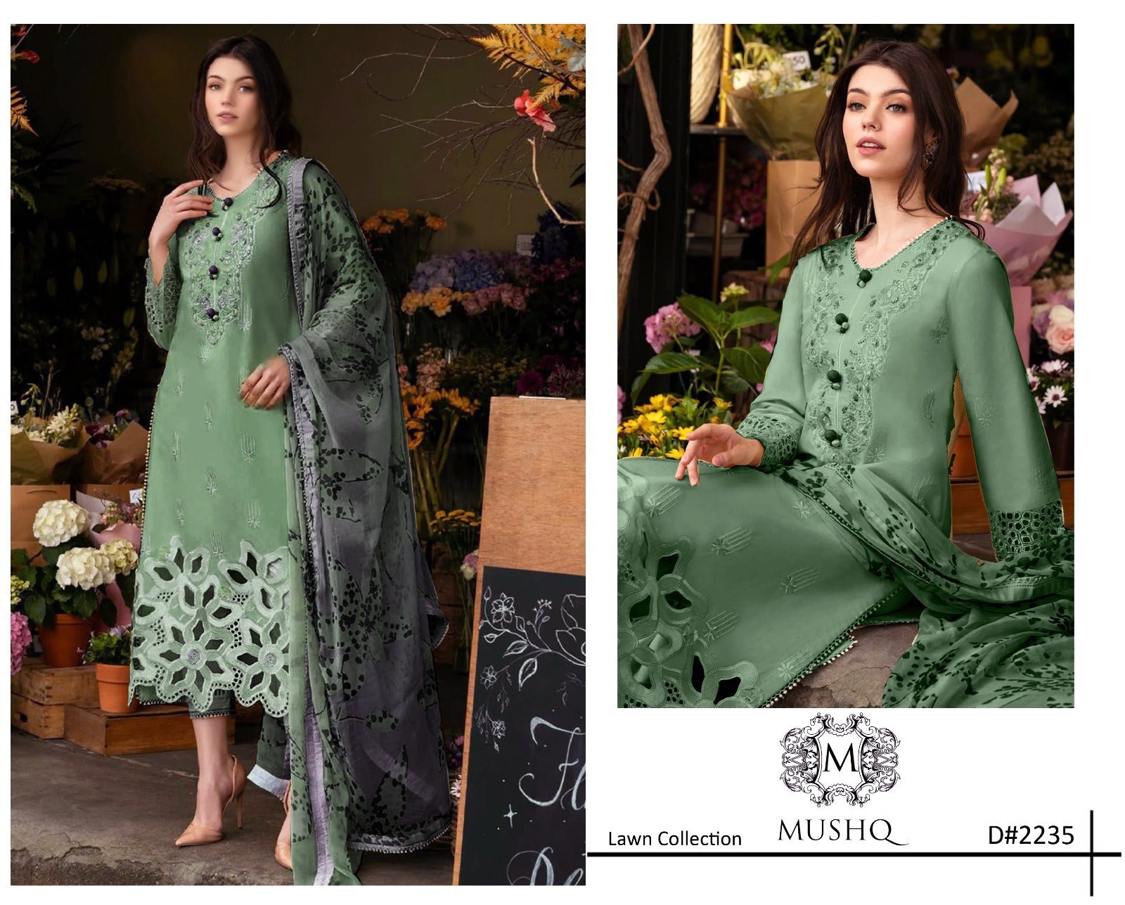 3 PC WOMEN'S LUXURY EID FANCY CHIKENKARI SUIT