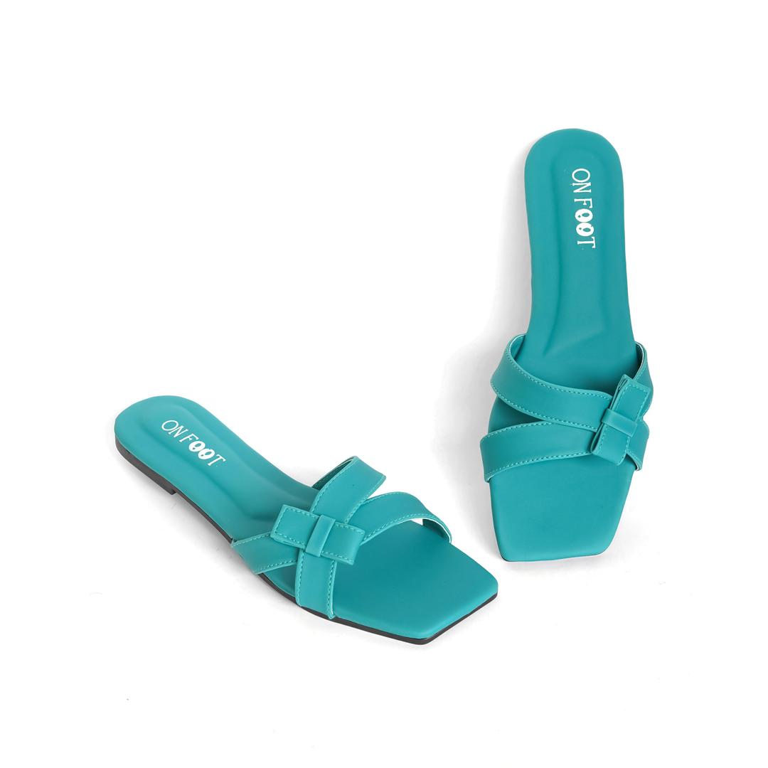 Women's Rexine Fancy Flats – Stylish, Comfortable, and Trendy Footwear (Green)