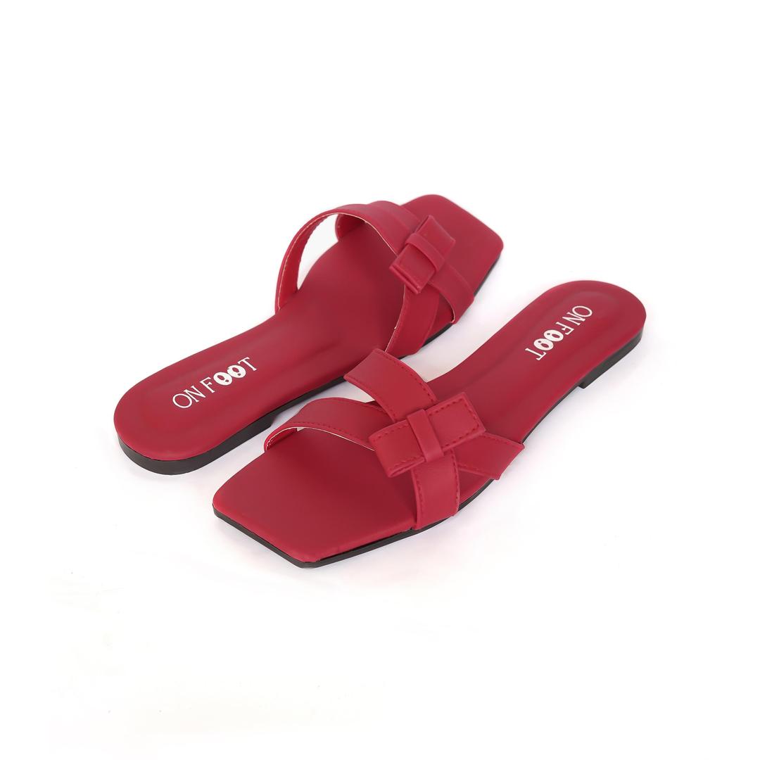 Women's Rexine Fancy Flats – Stylish, Comfortable, and Trendy Footwear (Red / Grey)