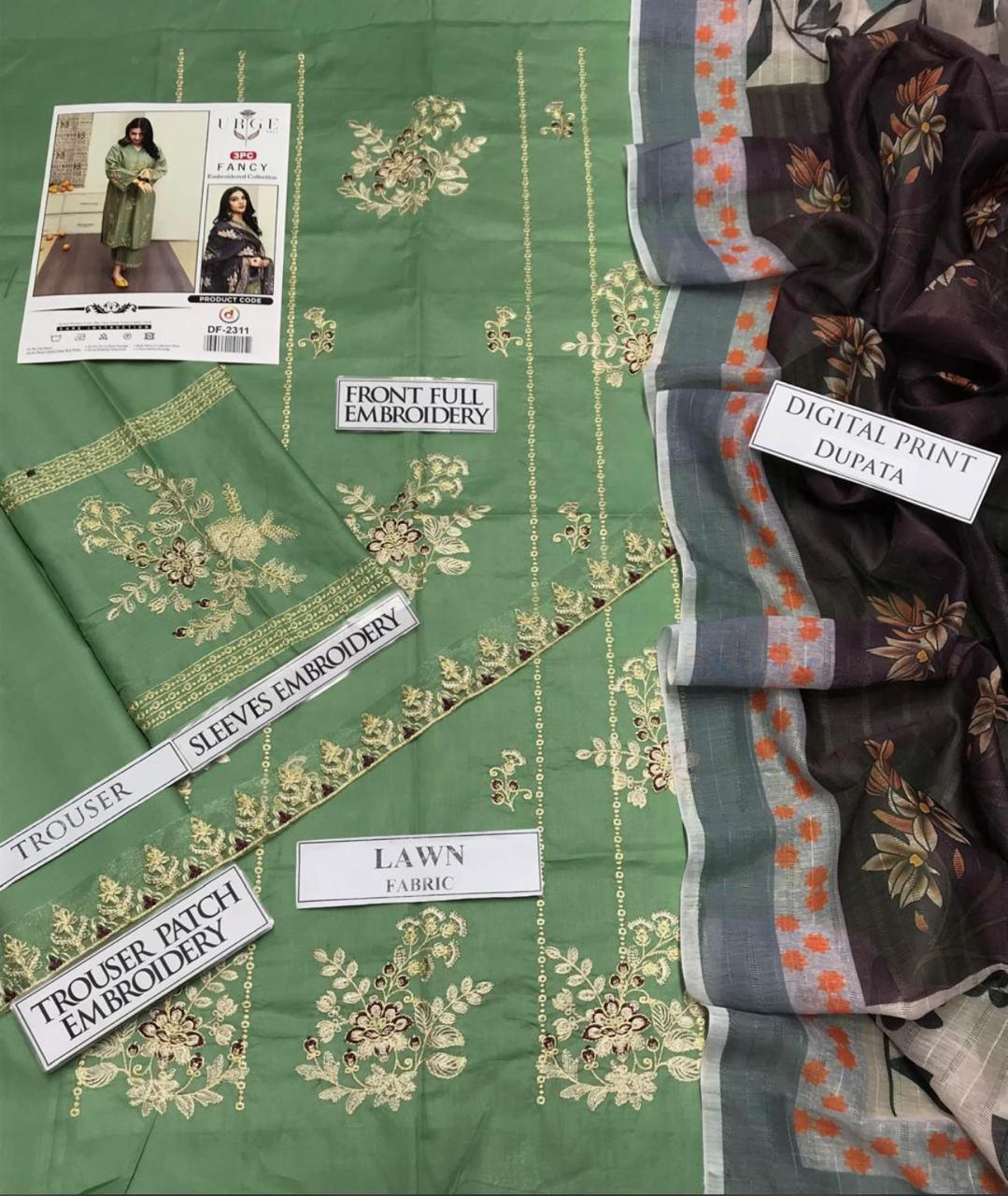 Women's 3 Pcs Unstitched Embroidered Suit