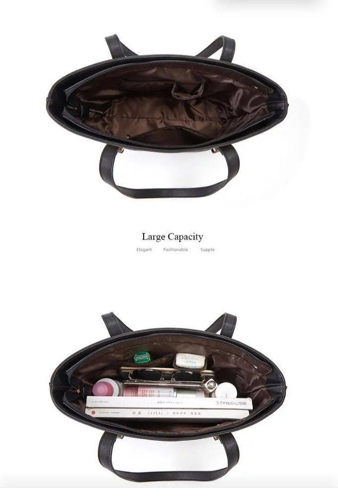 Women's PU Leather Textured Hand Bag Set - 03 Pcs Collection