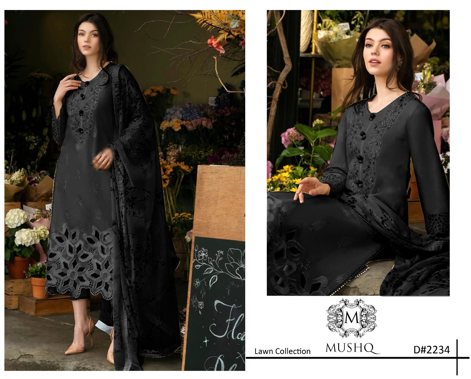 3 PC WOMEN'S LUXURY EID FANCY CHIKENKARI SUIT